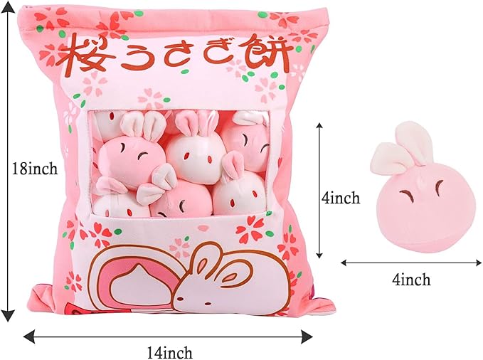 Kawaii Bunny Plush Pillow Throw Pillow, Cute Plushies Bunny Plush Toys, Removable Bunny Stuffed Animals, Bunny Gift for Kids Birthday Easter