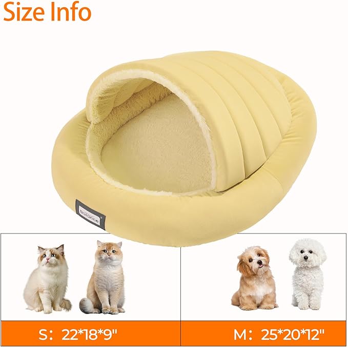 BALANCE 2 in 1 Cat Bed Cave for Kittens and Small Dogs, Cat Tents for Indoor Cats, Covered Cat Beds with Removable Cushion, Calming Cat Nest, Cat Hideaway, Washable Cat House with Non-Slip Bottom