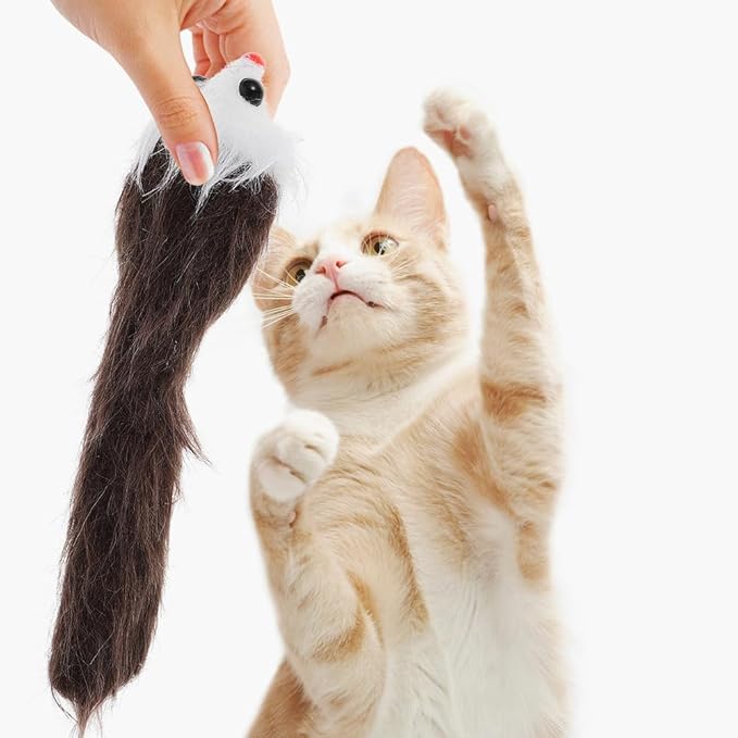 POPETPOP 6pcs Cat Toys Mice Rattle Mice Cat Toy with Squeaker Soft Plush Mouse Kitten Toys Cat Mouse Toys Interactive Play for Cat Puppy Kitten