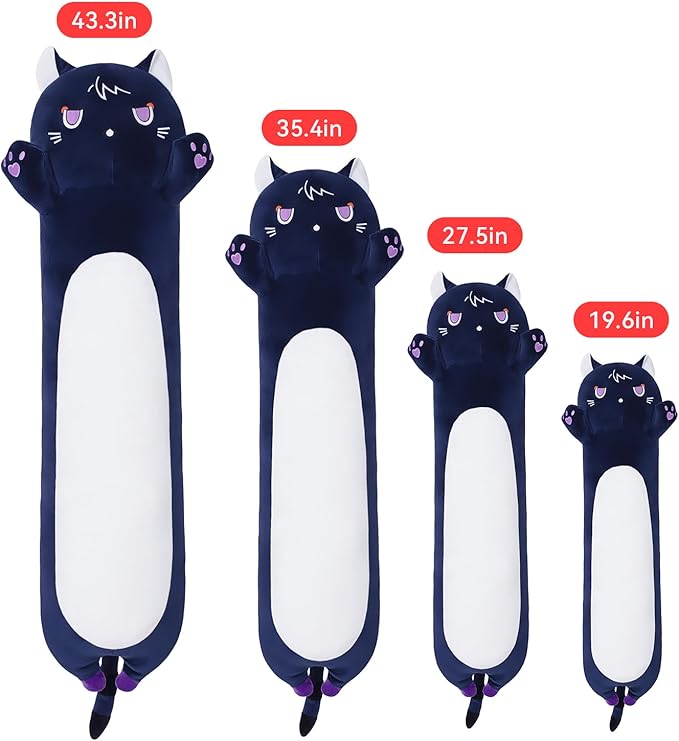 Soft Plush Cat Pillow, Cute Kitten Plush for Kids (Purple, 70cm/27.5inch)