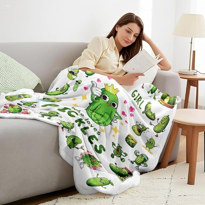 Pickle Blanket Gifts for Pickle Lovers Pickles Throw Blanket Pickles Bedding Decor Stuff Gifts for Girls Women 50"x40"