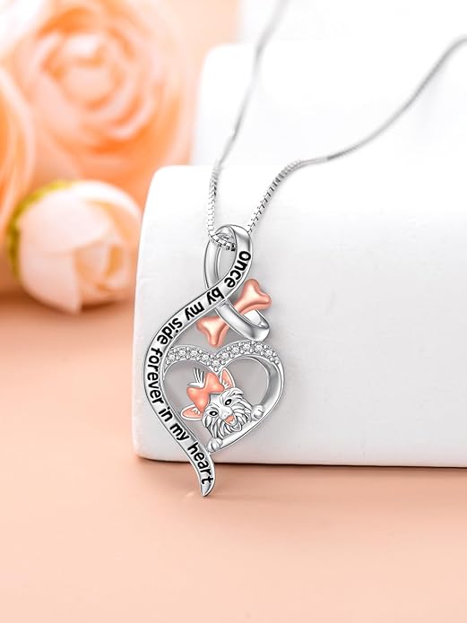 925 Sterling Sliver Yorkshire/Corgi/Labrador/Pug/Bulldog/Paw Print/Cross Necklace Cute Puppy Dog Necklace Jewelry Birthday Gifts for Women Girls Dog Lovers