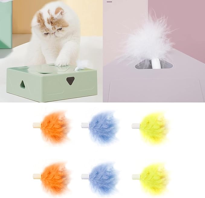 4Pcs Random Color Interactive for Cat Bauble Funny Simulation Feather Replacements for Head Stick Bauble for Head for Kitten Playing Teaser Interactive Cat Bauble for Indoor Cats Motion Feather Toys