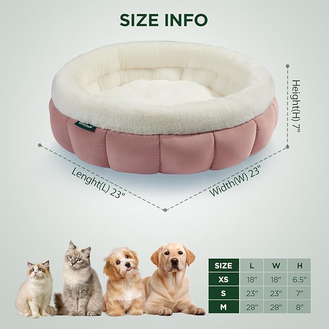 BALANCE Round Cat Beds for Indoor Cats - Donut Dog Beds for Small Dogs, Washable Pet Bed for Puppy and Kitten with Anti-Slip Bottom