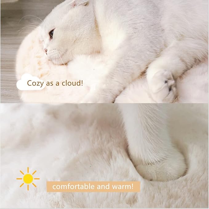 SHENGOCASE 2-Pack 17.7" x 17.7" Faux Rabbit Fur Cat Condo Replacement Cushion. Cat Dog Bed Cushion Pad Mat, Cat Pad for Window Perch Cat Tree Tower, Cat Dog Carrier Cage Crate Kennel Furniture