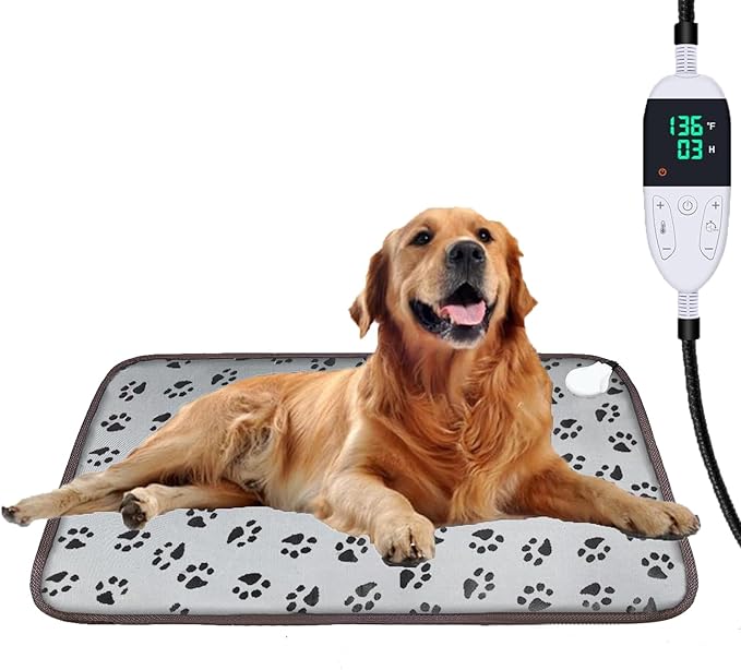 Dog Cat Heating Pad 28" x 18" Waterproof Pet Heated Dog Bed with Intelligent Constant Temperature Switch Add Chewy Resistant Steel Wire Rope