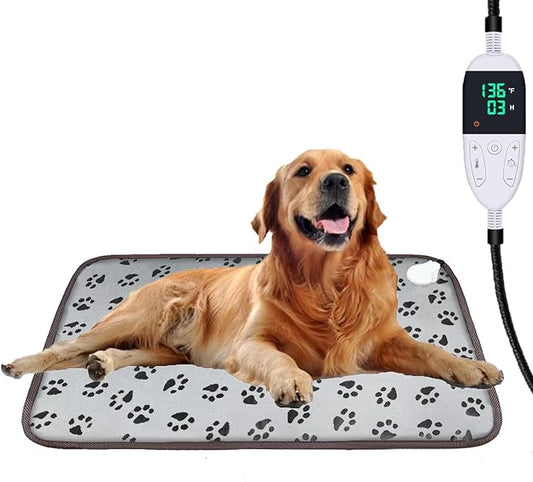 Dog Cat Heating Pad 28" x 18" Waterproof Pet Heated Dog Bed with Intelligent Constant Temperature Switch Add Chewy Resistant Steel Wire Rope