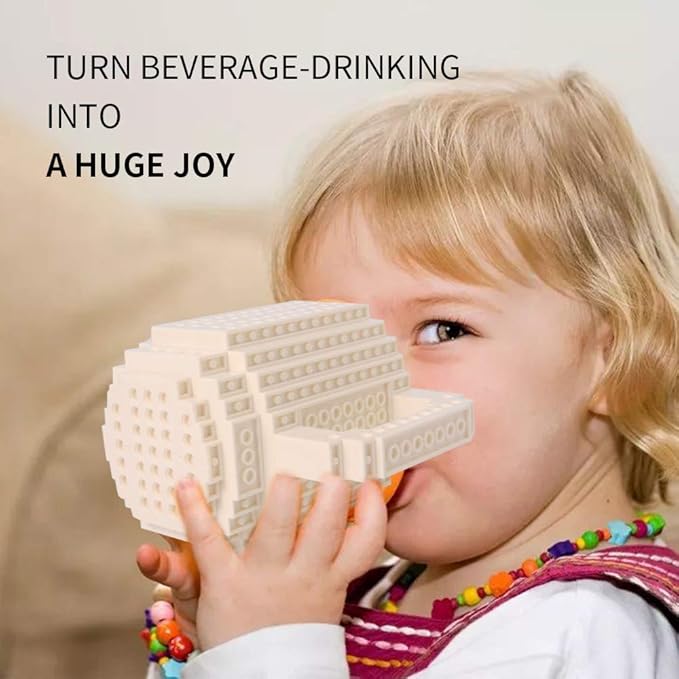 Build-on Brick Coffee Mug, Funny DIY Novelty Cup with Building Blocks Creative for Kids Men Women Xmas Birthday (White)