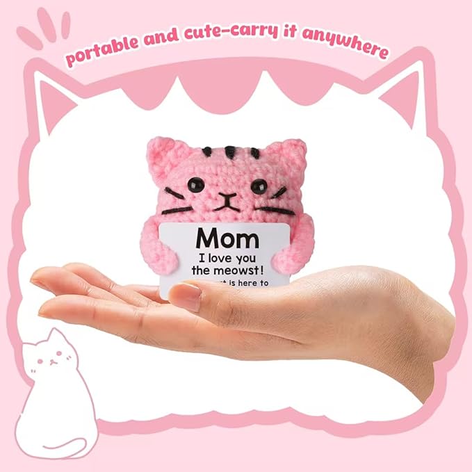Birthday Gifts for Mom Grandma Positive Crochet for Mother Mom Grandma Aunt,Emotional Crochet Small Birthday Gifts Pink