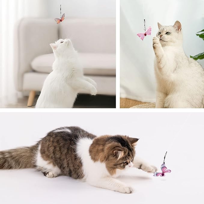SONGWAY Cat Butterfly Toy Replacement - 10 Pieces Butterfly Cat Toy Attachment, Mini Cat Wand Toy Replacement, Insect Worm Cat Toys Accessories Parts