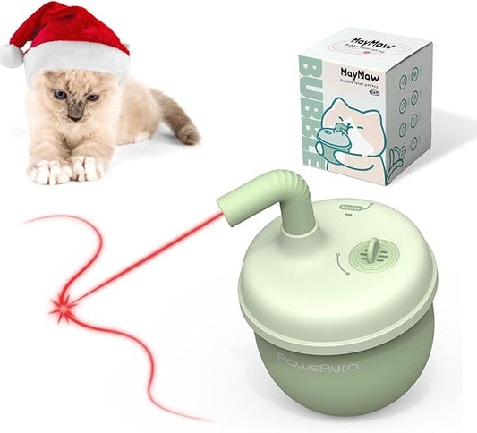 MayMaw Cat Laser Toy - Laser Cat Toys for Indoor Cats, Rechargeable Automatic Cat Laser Toy, Interactive Cat Toy with Tumbler Design, 360° Random Trajectory, 3 Modes, Catnip Included (Green)