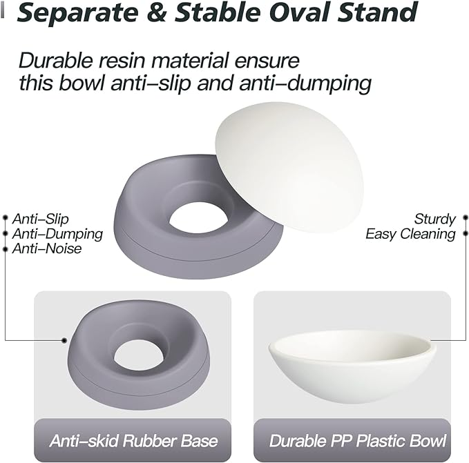 3Pcs Cat Bowls Elevated Cat Food Bowl Adjustable Cat Dish Anti-Slip and Anti-Noise Raised Cat Bowl Protecting Pet’s Spine Thickened Plastic Bowl Suitable for Indoor Cats, 17 Oz,