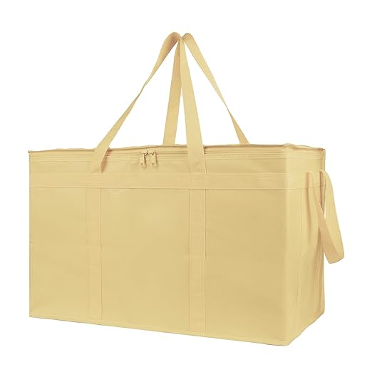 Bodaon 2-Pack Insulated Pizza Delivery Bags, XXX-Large Commercial Food Delivery Insulation Bag for Hot/Cold Food, Large Capacity Reusable Warming Bag, Beige