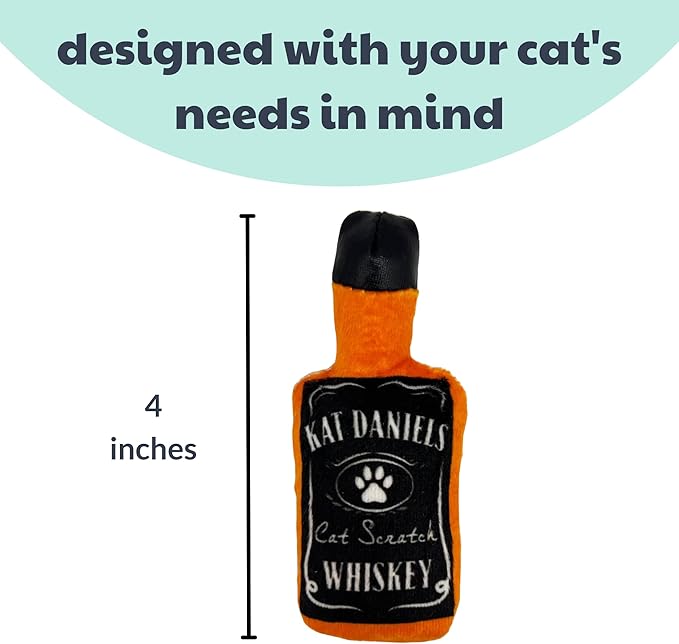 Huxley & Ket Plush Cat Toy | Kat Daniels Whiskey | Nappy Hour Strong Catnip Filled Cat Toy | Plush Interactive Kitten and Cat Toy with Catnip and Crinkle | Kittybelles