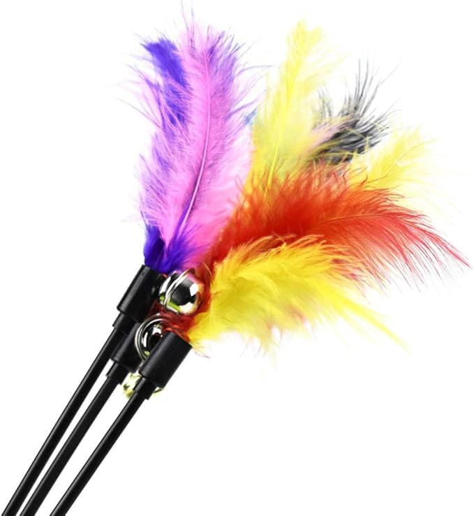 Tebatu Cat Stick Catcher, with Bell Colorful Wand Pet Interactive Toy Dimension: app.41cm/16.14in