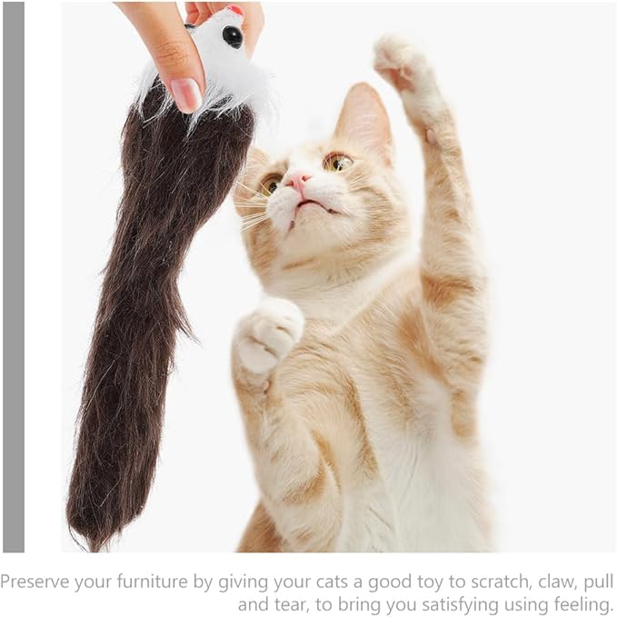 POPETPOP 6pcs Cat Toys Mice Rattle Mice Cat Toy with Squeaker Soft Plush Mouse Kitten Toys Cat Mouse Toys Interactive Play for Cat Puppy Kitten