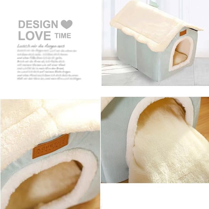 Christmas Cat Bed for Indoor Cats Plaid Christmas Cat Tent Cat Bed Cave for Pets Cats and Dogs (Light Green-L (20.5 X 17 X 19.7 Inch))