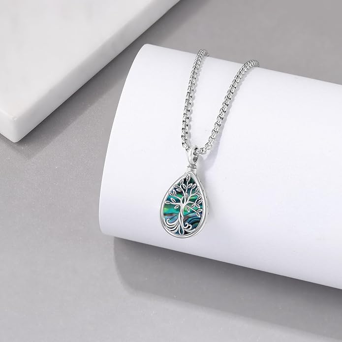 Aniu Cremation Jewelry for Ashes S925 Sterling Silver Urn Necklace Memorial Necklace for Human Ashes of Loved Ones Keepsake Pendant for Men Women