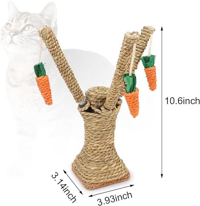 Hypeety Pet Rattan Grass Scratcher Climbing Tree Small Animal Climbing Tree Activity Center Carrot Toy Hamster Rabbit Cat Climbing Frame Play Funny Toy