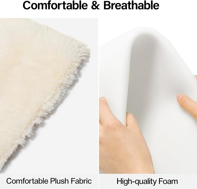 MEWOOFUN Cat Hammock Bed Elevated Pet Bed for Indoor Cats or Puppy, 21.7" X 16" Floor Standing Dog Bed Pet Resting Hammock for Cats & Small Dogs (Plush Beige)