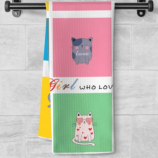 Cat Kitchen Towels,Cat Dish Towels,Cat Towels,Cat Hand Towel,Decorative Kitchen Towels,Dish Towels for Kitchen Decorative,Decorative Towels for Bathroom,Black Cat Decor,Black Cat Gifts for Women