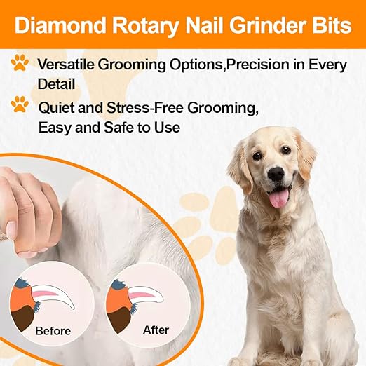 BGTEC Diamond Rotary Pet Nail Grinder Bits Dog Nail Grinder Replacement Head -2PCS 1/8" Replacement Grinder Wheel for Animals Nail Care (B+D)