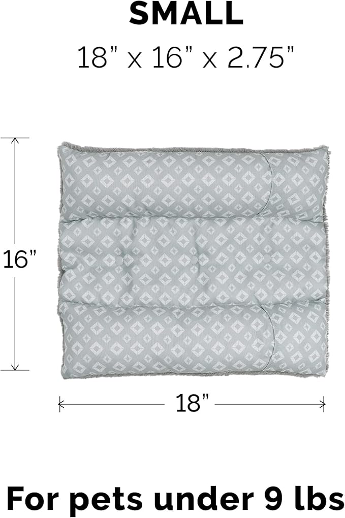 Furhaven Cat Bed for Indoor Cats, Washable w/ Removable Bolsters, For Pets Up to 9 lbs - Plush & Diamond Print Cuddle Loaf Mat - Gray, Small