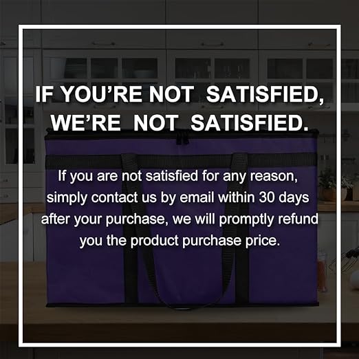 Bodaon 1-Pack Insulated Food Delivery Bag, XXX-Large Meal Grocery Tote Insulation Bag for Hot and cold Food,Commercial, Large Capacity Reusable Warming Bag, Purple