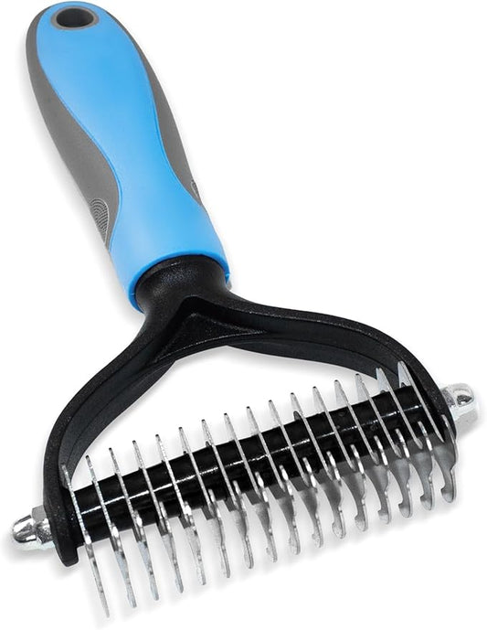Double-Sided Ultra Wide Pet Grooming Brush - Shedding Tool with Metal Bottom Comb for Dog/Cat Hair Removal