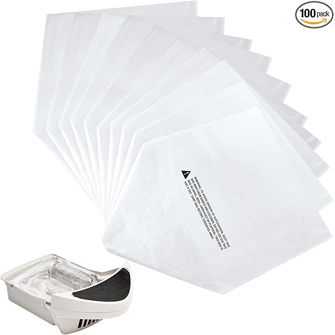 100 Pack Cat Robot Litter Bags for Litter R-obot 4 Waste Bags, Cat Litter Bags for Litter Box Robot 3 Waste Bags Liners Durable Litter Box Liner Replacement, 9-11 Gallons