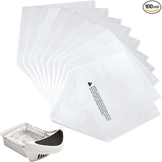 100 Pack Cat Robot Litter Bags for Litter R-obot 4 Waste Bags, Cat Litter Bags for Litter Box Robot 3 Waste Bags Liners Durable Litter Box Liner Replacement, 9-11 Gallons