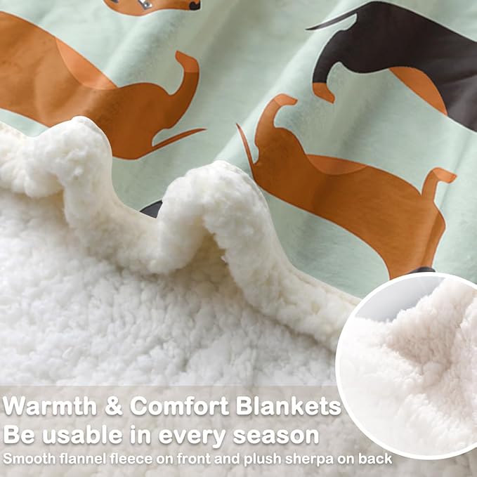 Dachshund Fleece Throw Blanket for Chair: Dog Sherpa Blanket for Dog Lovers - Soft Dachshund Gifts for Kids, (Baby 30"x40")
