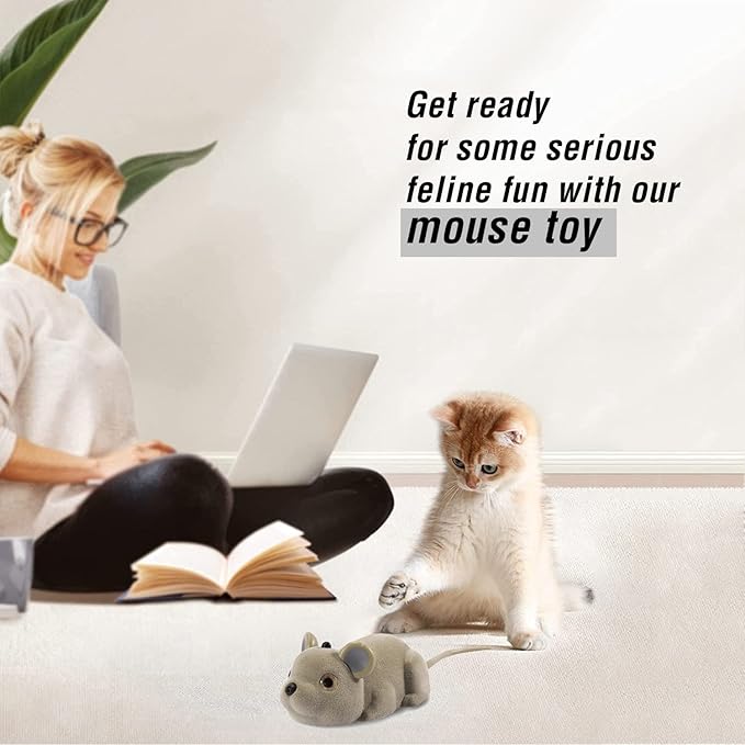 CSD Interactive Cat Mouse Toy - Mouse Hunting Cat Toy - Fake Rat Toy Mouse for Cats with Remote Control - Interactive Cat Pet Toy for Boredom, Physical & Mental Stimulation - Realistic Mouse Toy