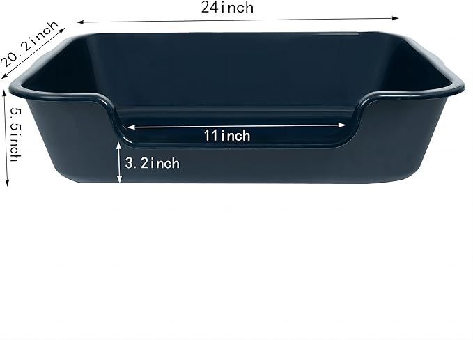 2 Pack Extra Large Dog Litter Box Pan Tray (ABS Material), Low Entry Jumbo Senior Litter Boxes for Multiple Kitten Big Cats, Pet Safe Indoor Dog Potty (Dark Blue, 24" L x 21" W)