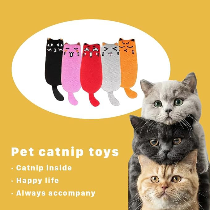 Catnip chew Toy, Cartoon Mouse cat chew Toy with Catnip, 5 Pieces, Cats and Kittens