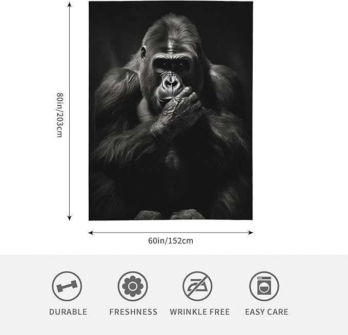 Chimpanzees Animal Soft Throw Blanket Flannel Fleece Blankets Warm Cozy Lightweight Fuzzy Blanket for Bed Sofa Couch Home Decor 80"X60"