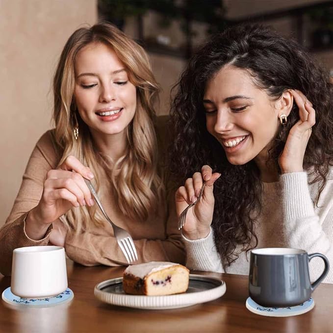 Butterflies Coasters for Drinks Nature Blue Butterflies Coasters for Table Ceramic Absorb Stone Coasters with Coffee Table Cork Base for Home Decor 2 Pcs