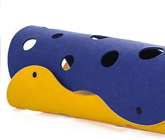 Cat Tunnels, Foldable Pet Tunnel Tube Bed with Holes Cats Toys Random Combinations Cats Play Mat for Interactive Exercise Peekaboo Cat Cave(Blue+Yellow)