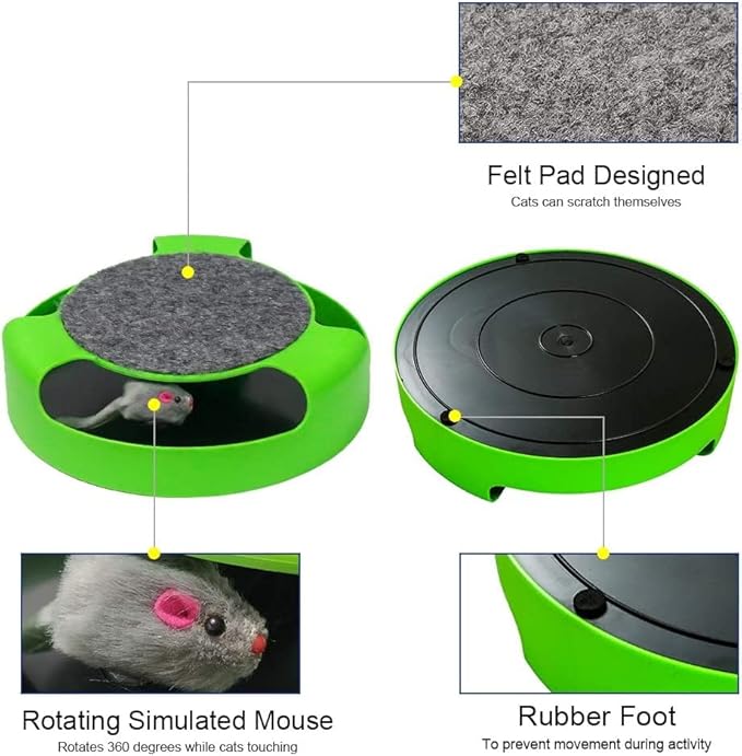 Kole KI-OC992 Cat Scratch Pad Spinning Toy with Mouse, One Size