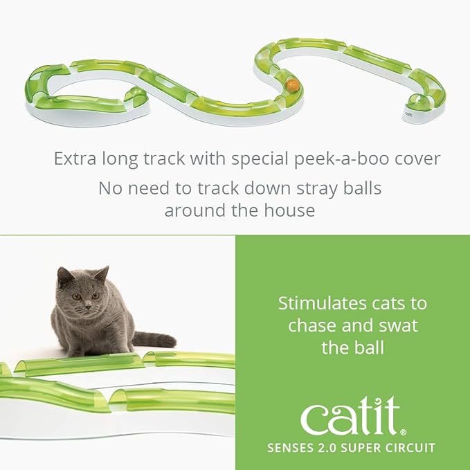 Catit Senses 2.0 Super Circuit Interactive Cat Toy - 12-Piece Closed-Track Ball Toy for All Breed Sizes
