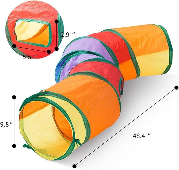 Cat Tunnel with Play Ball, Interactive Peek-a-Boo Cat Toys Cat Tube Toy, Colorful S-Tunnel