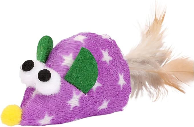 Purple Kitten Toy Multi-Color Plush Mouse Interactive Toy Funny Cat Toy Cat Feather Toy Cat Supplies,Toys,Cats