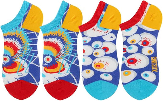 2 Pairs Funny Cartoon Animal Print Cotton Ankle Socks for Women Teens