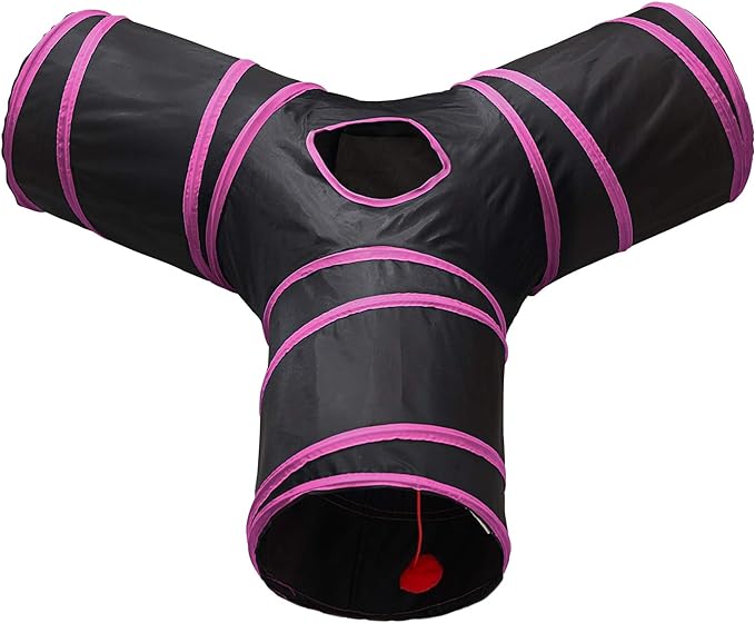 Tempcore Pet Cat Tunnel Tube Cat Toys 3 Way Collapsible, Cat Tunnels for Indoor Cats，Kitty Tunnel Bored Cat Pet Toys Peek Hole Toy Ball Cat, Puppy, Kitty, Kitten, Rabbit