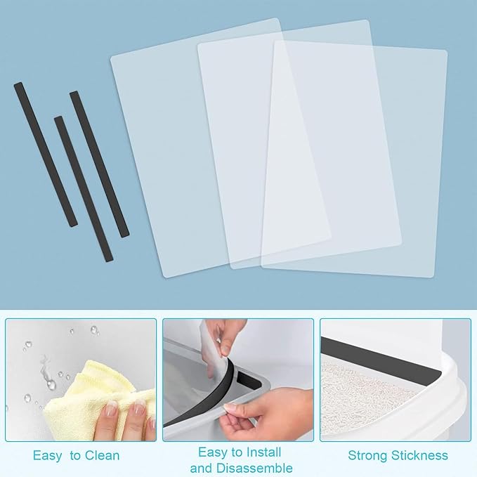 3 Pcs Cat Litter Box Splash Guard Pee Shields - Anti-Splashing Reusable High Sided Litter Box High Wall Cat Toilet Training Kit for Open Top Litter Pan (Litter Box Not Included)