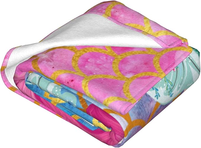 Mermaid Throw Blanket Soft Cozy Plush Warm Fleece Blanket for Sofa Couch Bed 80"X60"