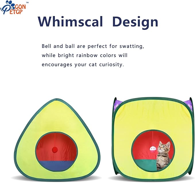 Cat Tunnel Toy and Cubes Combo, Cat Tunnels for Indoor Cats with Play Ball, Interactive Crinkle Collapsible Tent and Cubes, Cat Tube for Puppy Pet Rabbit - All in One Set of 3