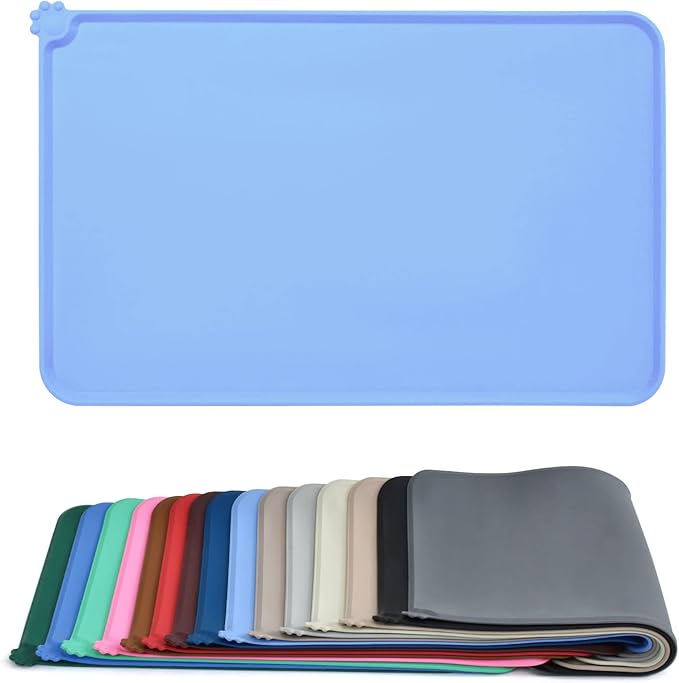 AUDWUD Silicone Waterproof Pet Feeding Mats,Anti Slip Bowl Pad, Dog Mat for Food and Water