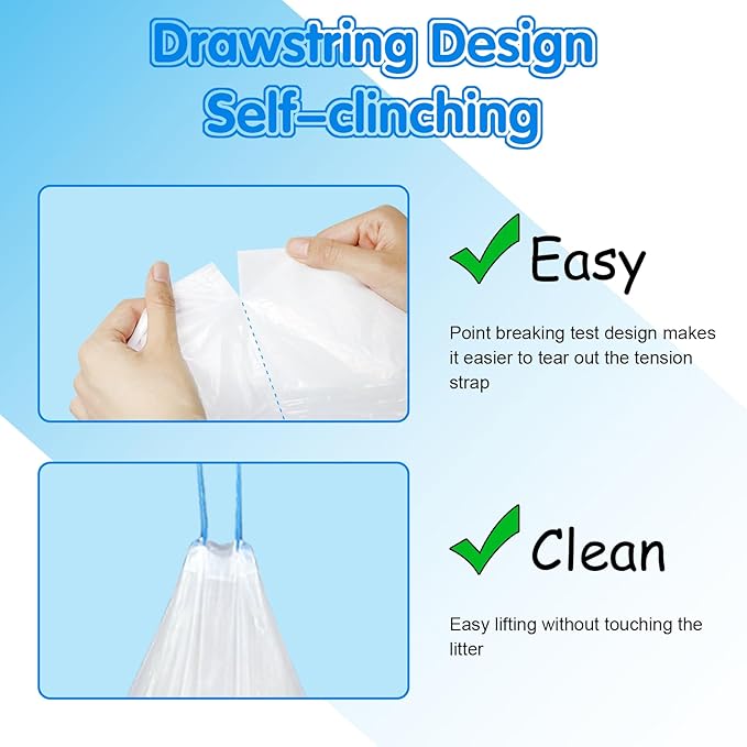 40 Count Self Cleaning Cat Litter Box Liners Bag For MeoWant MW-SC01,MW-SC02, Drawstring Heavy Duty Cat Litter Receptacles Bags Compatible with Automatic Cat Litter Box-17.7" x 19.68"