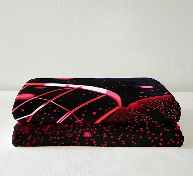 Basketball Court Sherpa Blanket 3D Basketball Fleece Throw Blanket for Sofa Couch Bed Decor Sports Theme Plush Blanket Colorful Glitter Fuzzy Blanket King 87x95 Inch